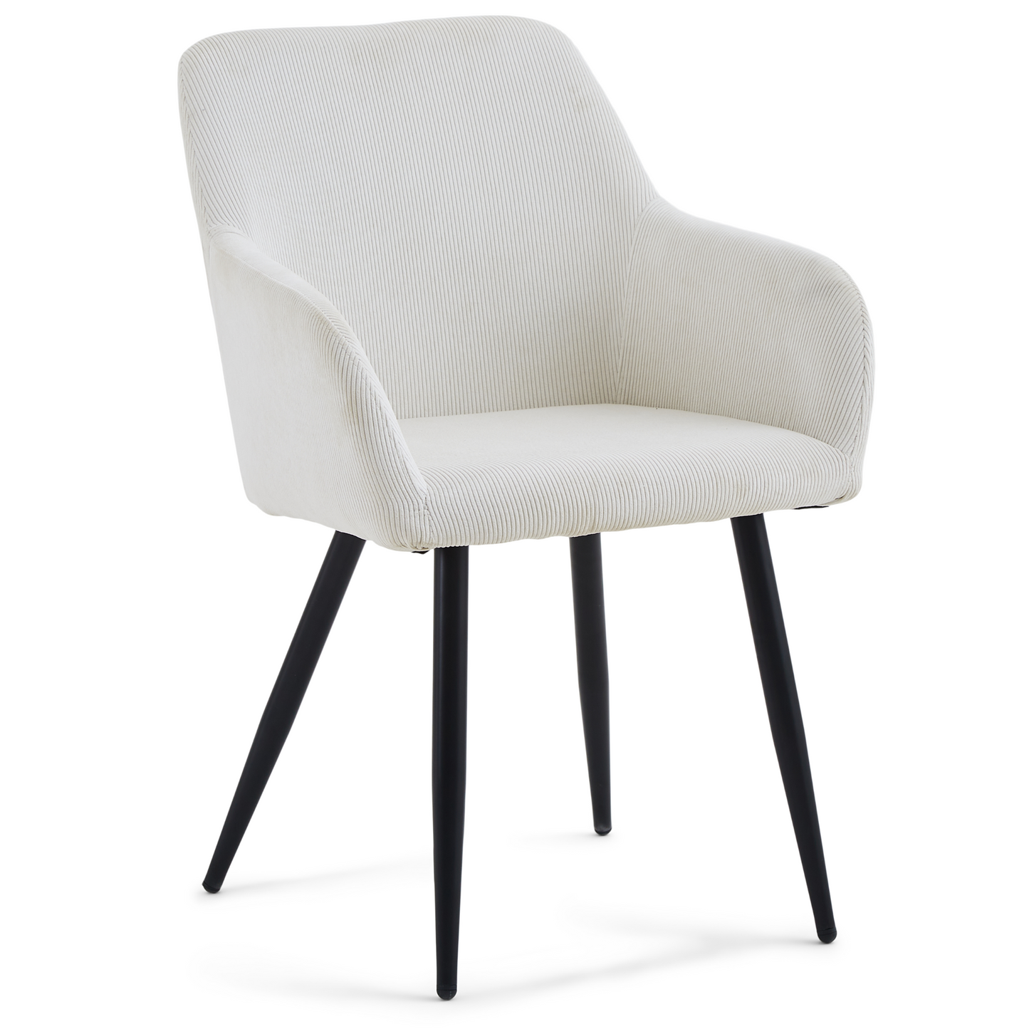 Jenna chaise de salle à manger - velours blanc avec pieds noirs