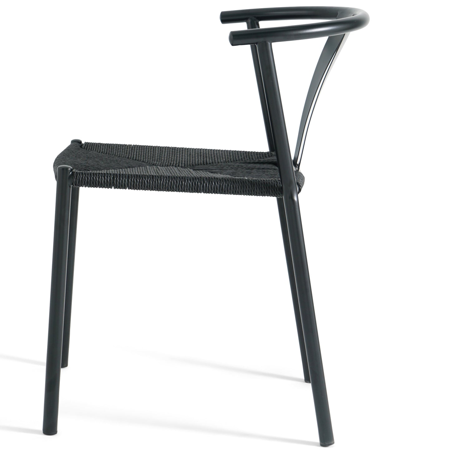 Shila - Chaise de salle à manger noire avec tressage noir