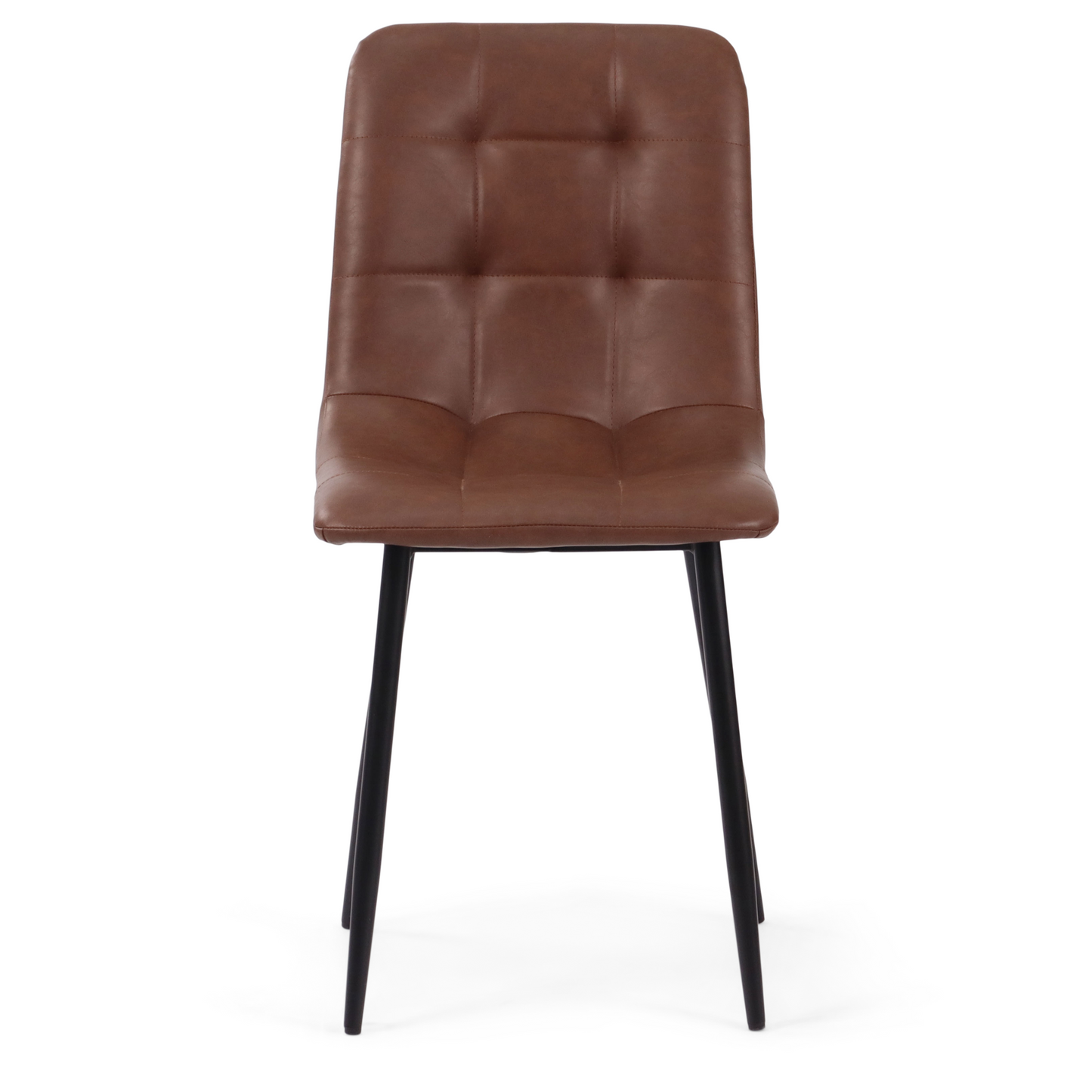 Jessi Chaise de salle à manger - Cuir synthétique brun avec pieds en métal noir