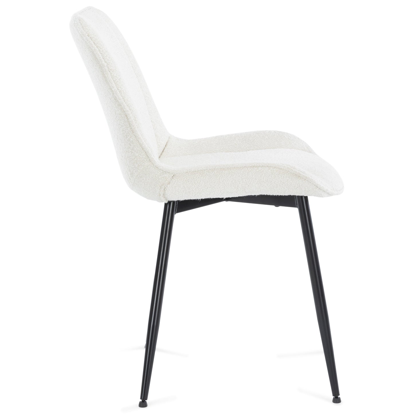 Elisa - Chaise de salle à manger en tissu bouclé blanc