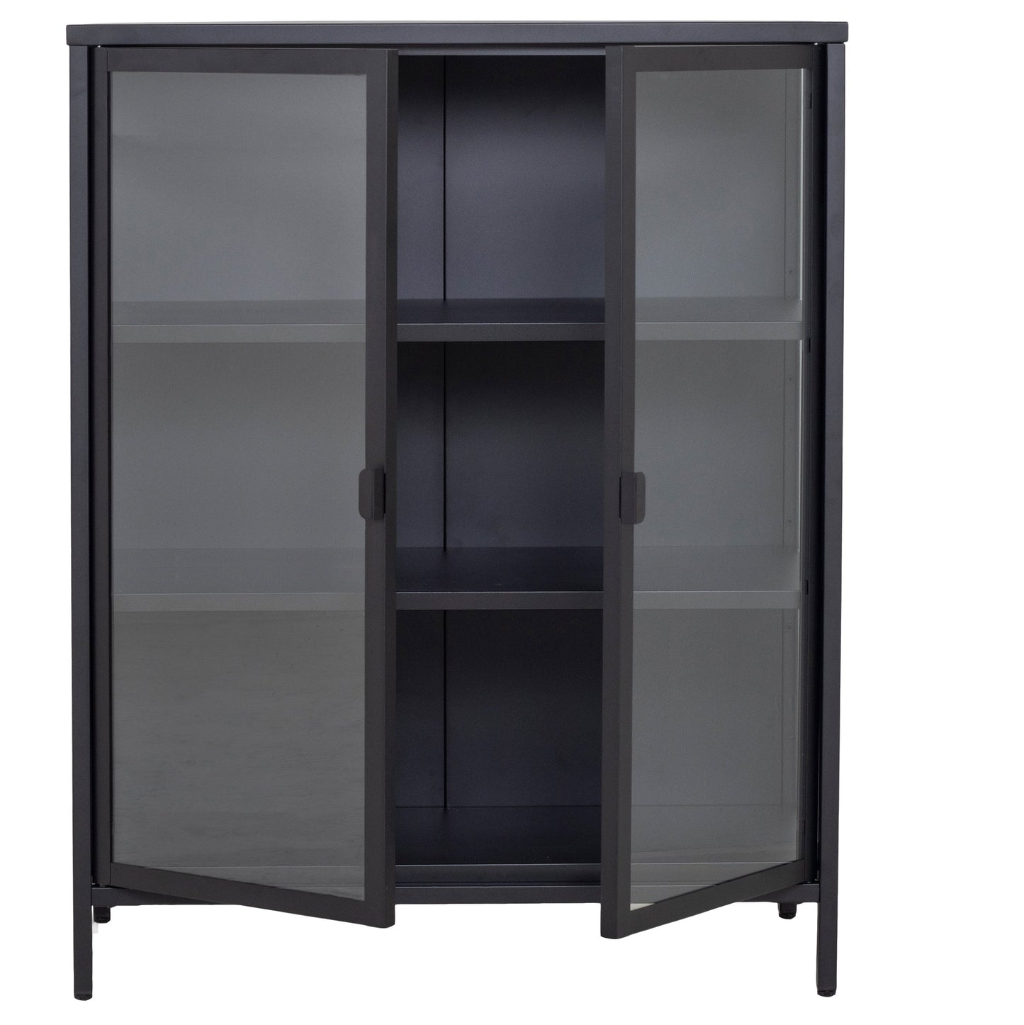 Herman - Meuble de rangement en verre - Métal noir 80 x 40 x 105 cm