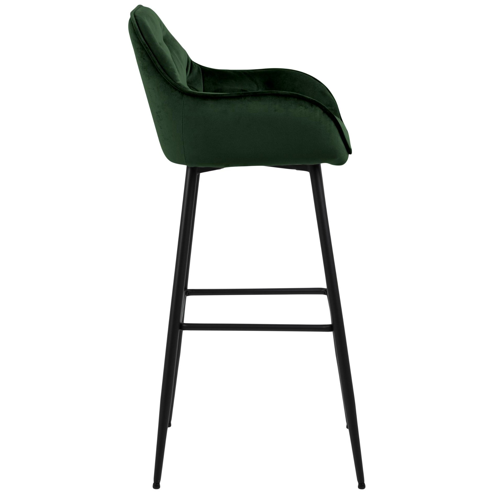 Mario - Tabouret avec dossier en velours vert 65 cm
