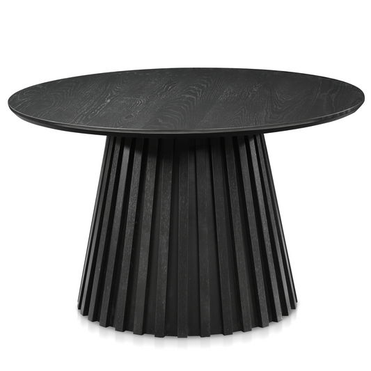 Monica - Table basse ronde en bois laqué noir Ø78 cm
