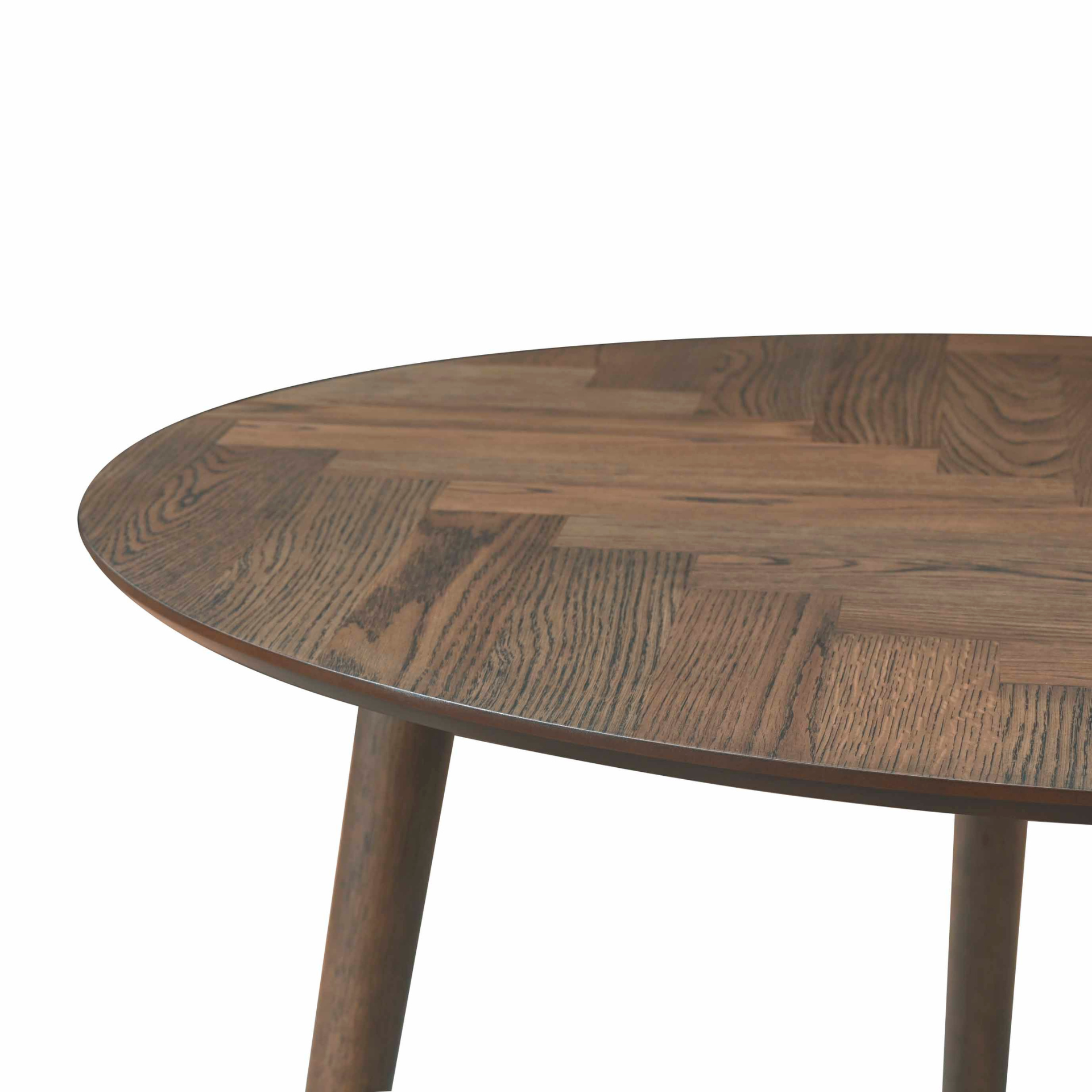 Aggi - Table ronde Ø120 cm en chêne fumé avec motif en chevrons