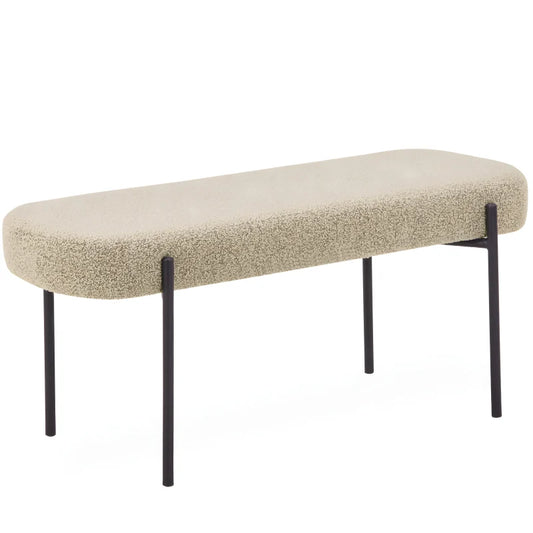 Helena banc en bouclé beige 100x36x43 cm