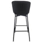 Adena - Tabouret de bar avec dossier en velours noir 65 cm