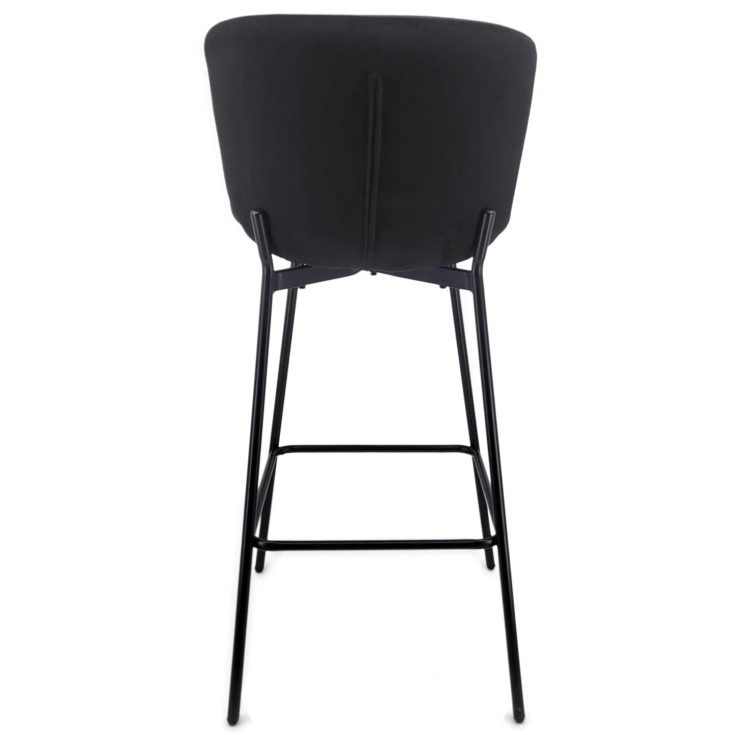 Adena - Tabouret de bar avec dossier en velours noir 65 cm