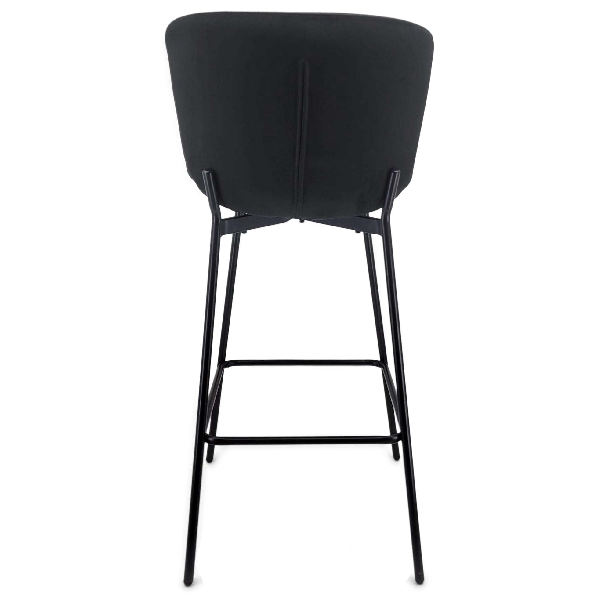 Adena - Tabouret de bar avec dossier en velours noir 65 cm