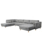 Brandy - Canapé d'angle droit gris avec méridienne L:366 x P:211 x H:80 cm