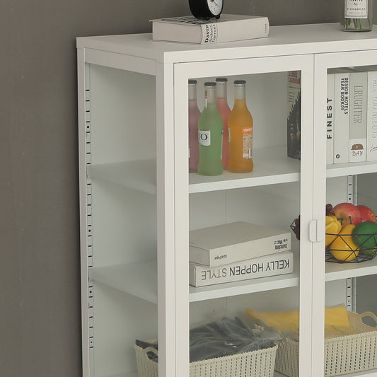 Herman - Vitrine en métal blanc/verre 110 x 40 x 140 cm