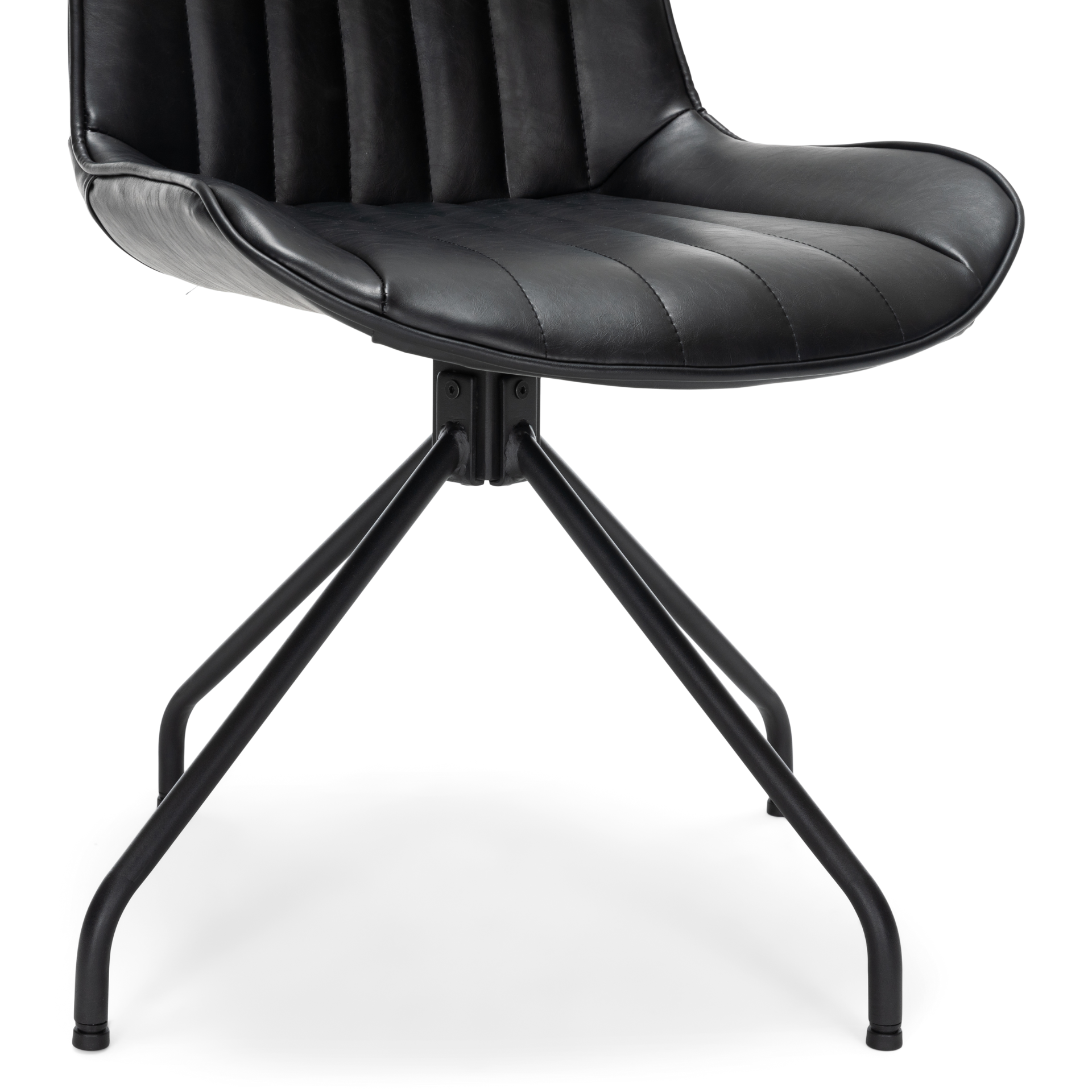 Lola - Chaise de salle à manger en cuir artificiel noir avec fonction pivotante à 360 degrés