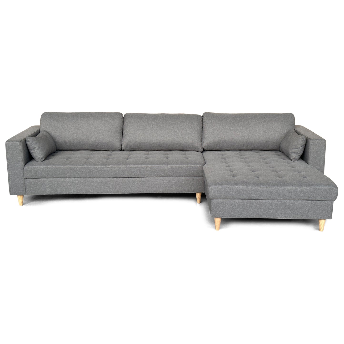 Brandy - Canapé d'angle réversible convertible gris L:290 x P:96 x H:80 cm