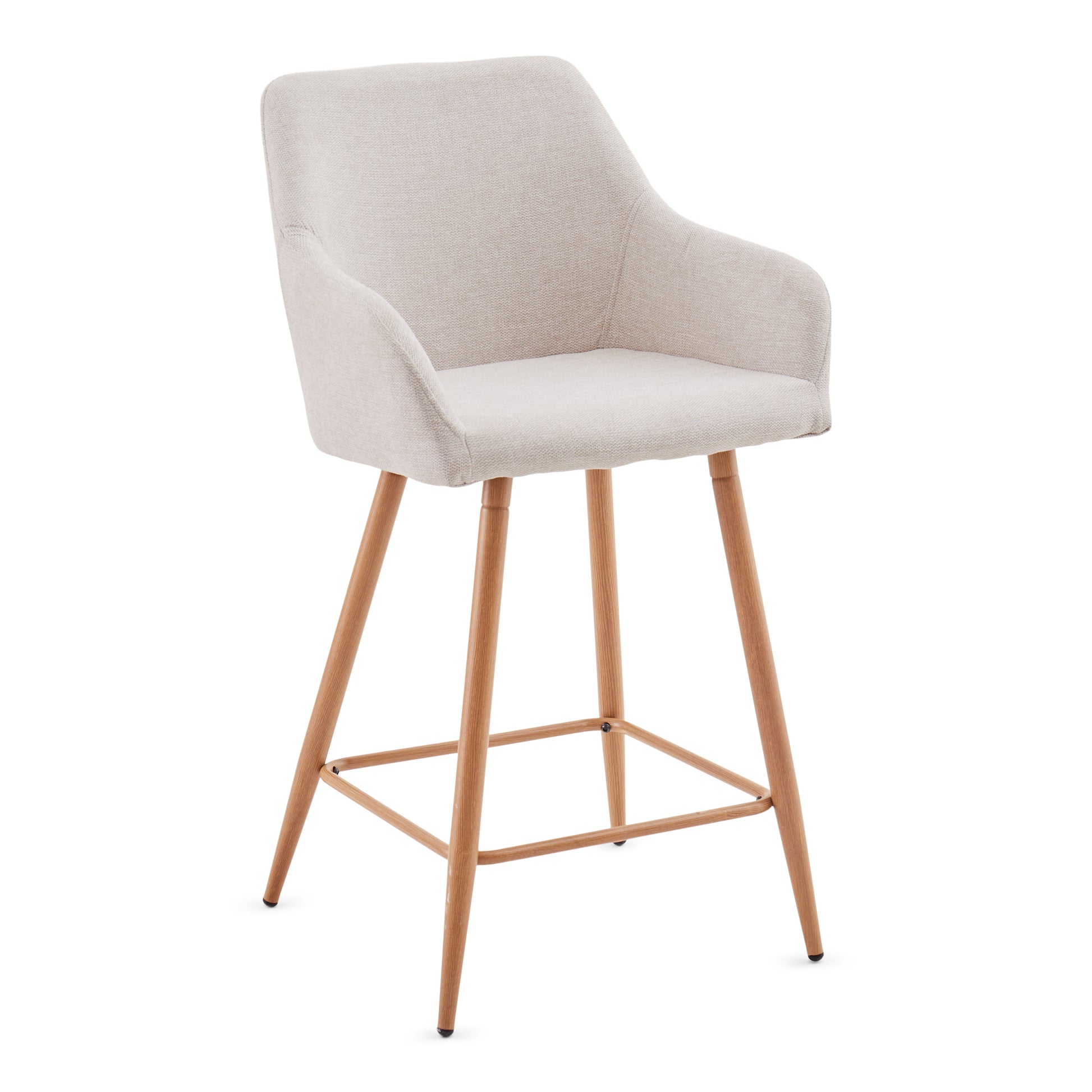 Jenna Tabouret de bar - textile beige avec accoudoirs 65 cm