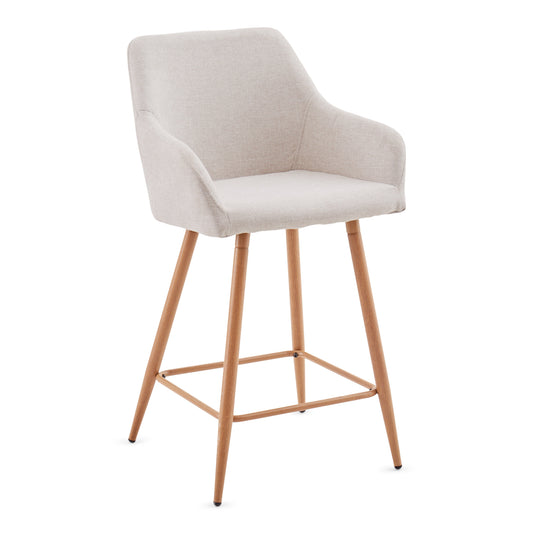 Jenna Tabouret de bar - textile beige avec accoudoirs 65 cm