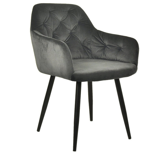 Mario - Chaise de salle à manger en velours gris