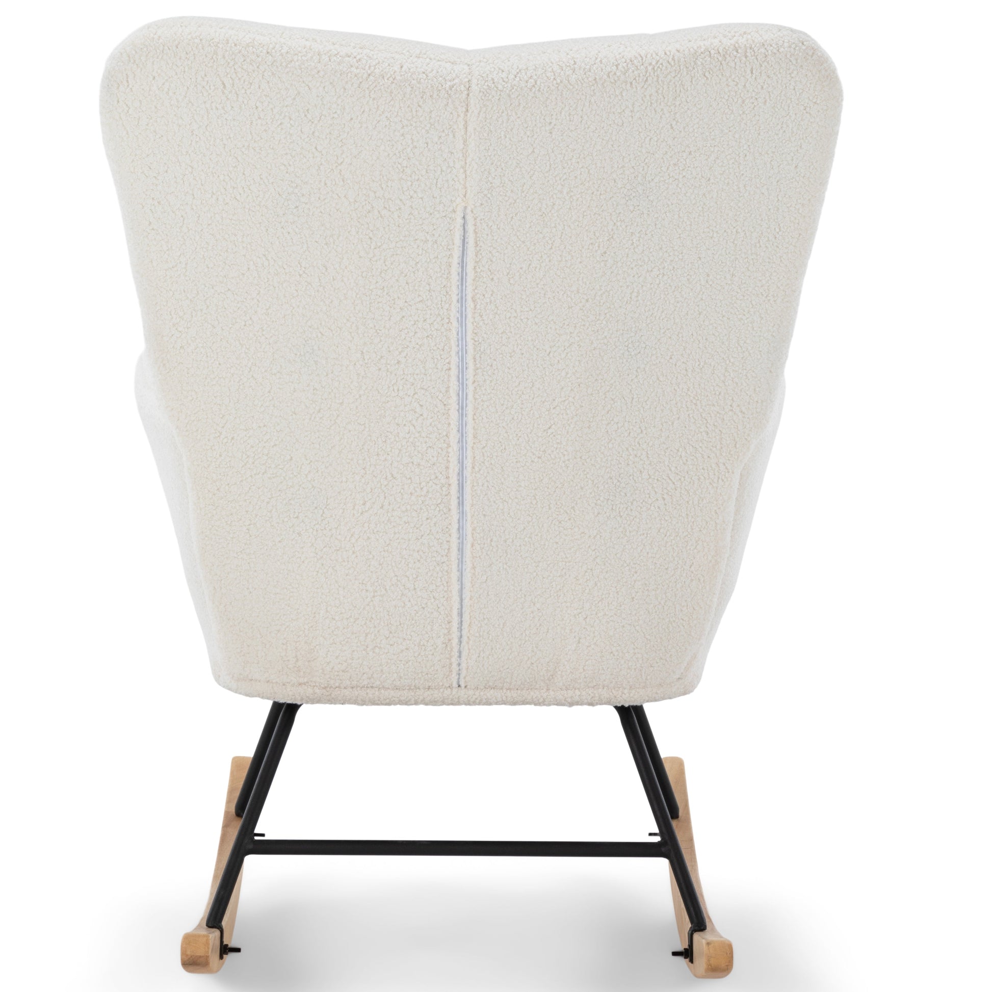 Alfred - Fauteuil à bascule avec accoudoirs - Peluche blanche