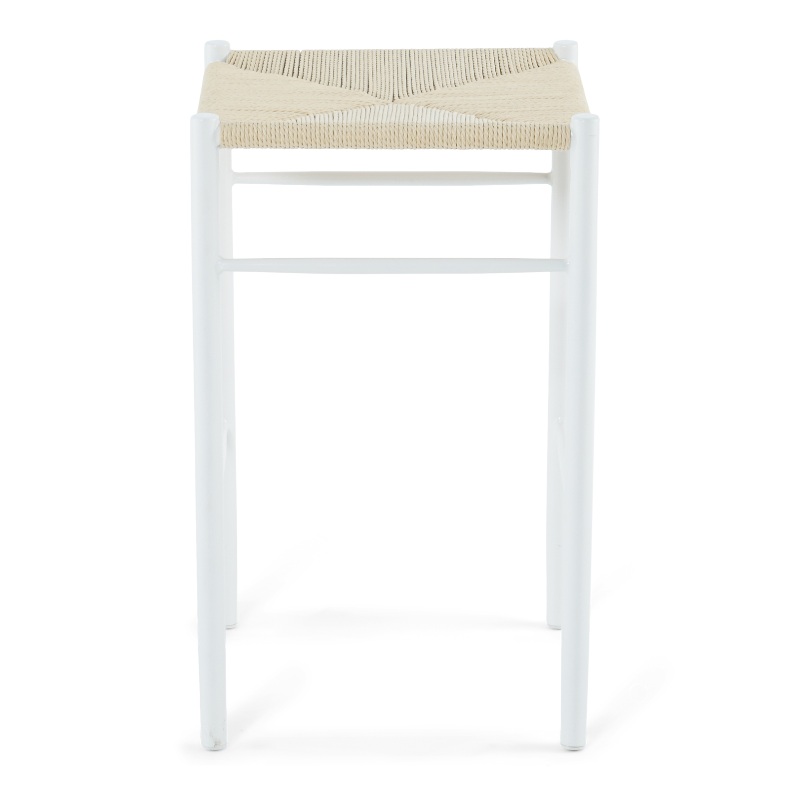 Bella - Tabouret de bar blanc avec assise en rotin 65 cm