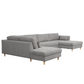 Brandy - Canapé d'angle droit gris avec méridienne L:366 x P:211 x H:80 cm