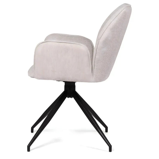 Carina - Chaise de salle à manger en tissu beige avec fonction pivotante à 360 degrés
