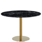 Lazio - Table ronde aspect marbre noir avec pieds en laiton/doré Ø110 cm