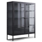 Herman - Vitrine en métal noir/verre 110 x 40 x 140 cm