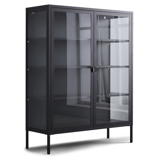 Herman - Vitrine en métal noir/verre 110 x 40 x 140 cm
