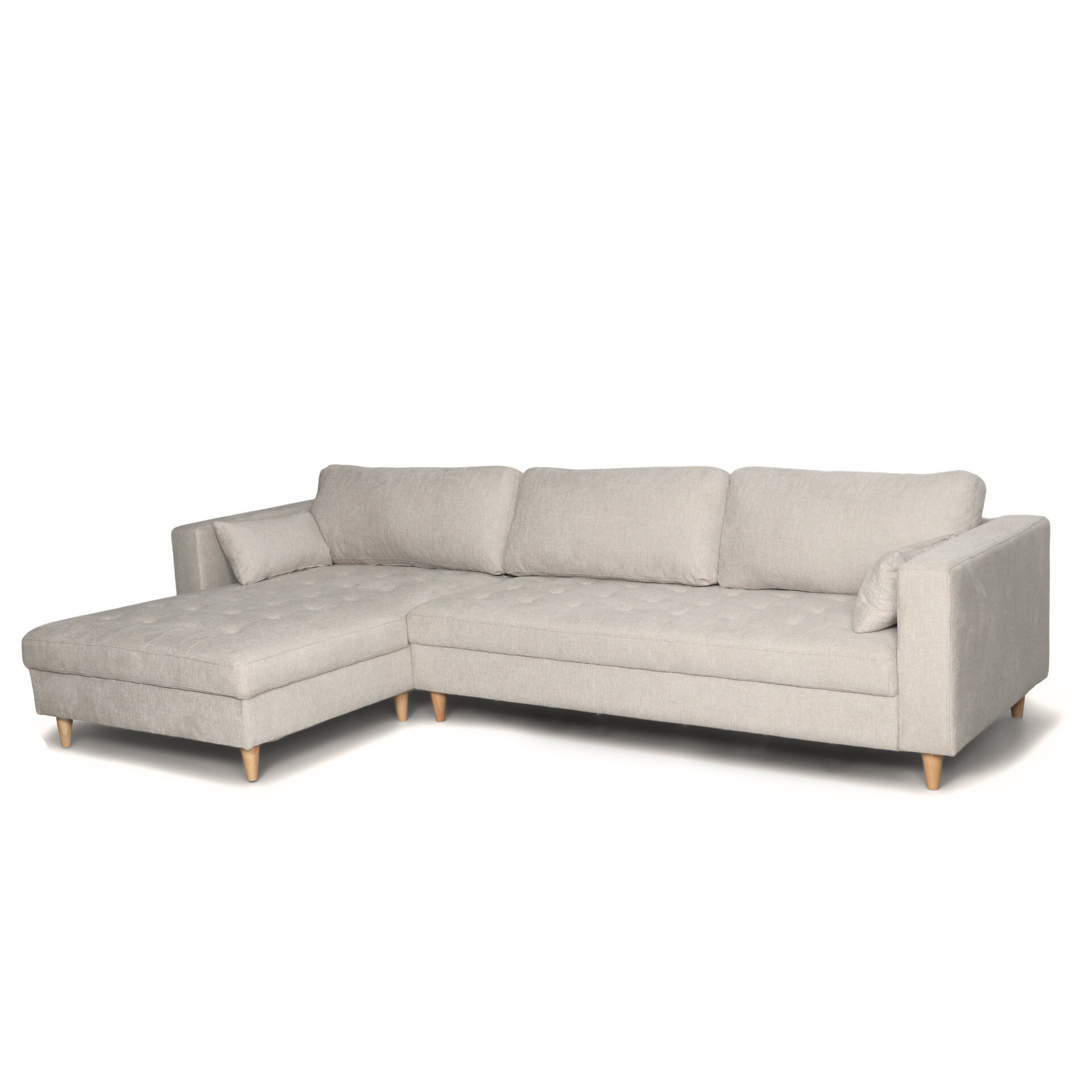 Canapé - Chaise longue réversible beige droite et gauche L:290 x P:96 x H:80 cm