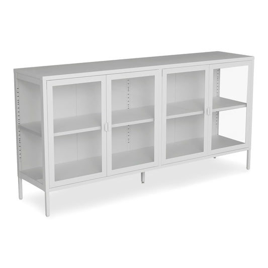 Herman - Vitrine en métal blanc/verre 170 x 40 x 85 cm