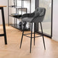 Mario - Tabouret avec dossier en velours gris 65 cm