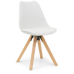 Aria White Dining Chair with Wood Legs Modern Kitchen Seating