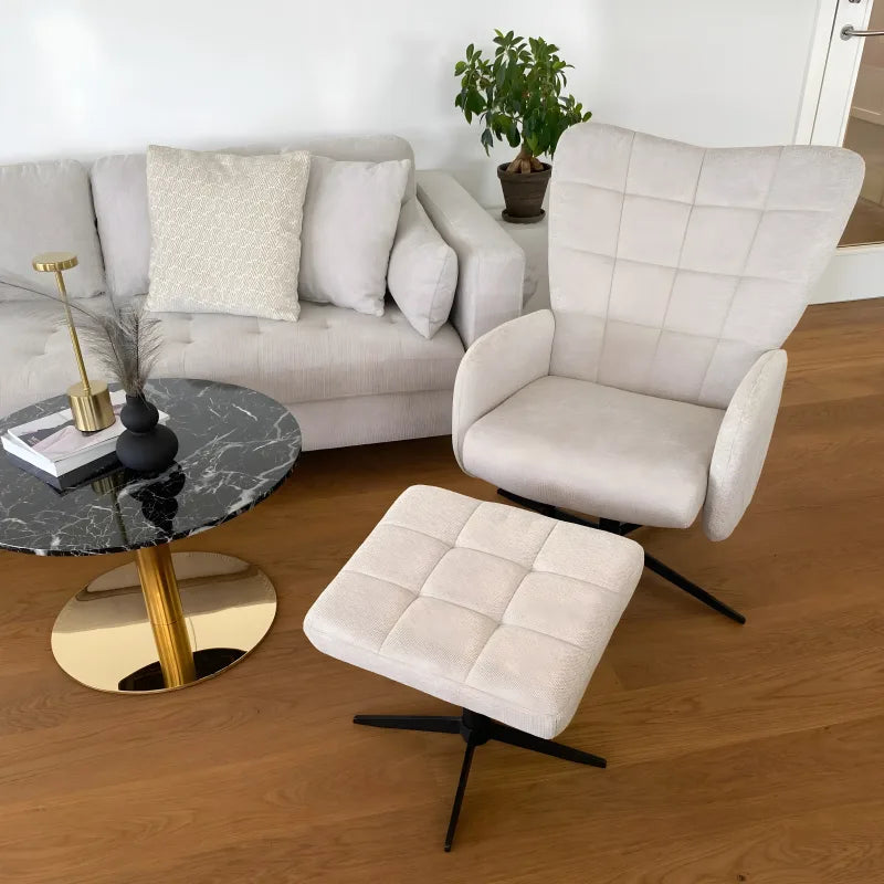 Alfred - Fauteuil inclinable avec repose-pieds - Beige