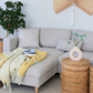 Brandy - Canapé d'angle droit beige avec méridienne L:366 x P:211 x H:80 cm