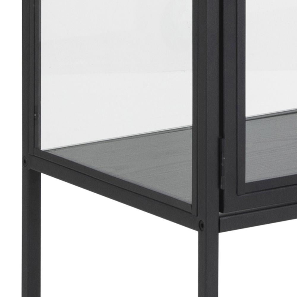 Seaford - Vitrine en verre - Acier noir 77 x 35 x 150 cm