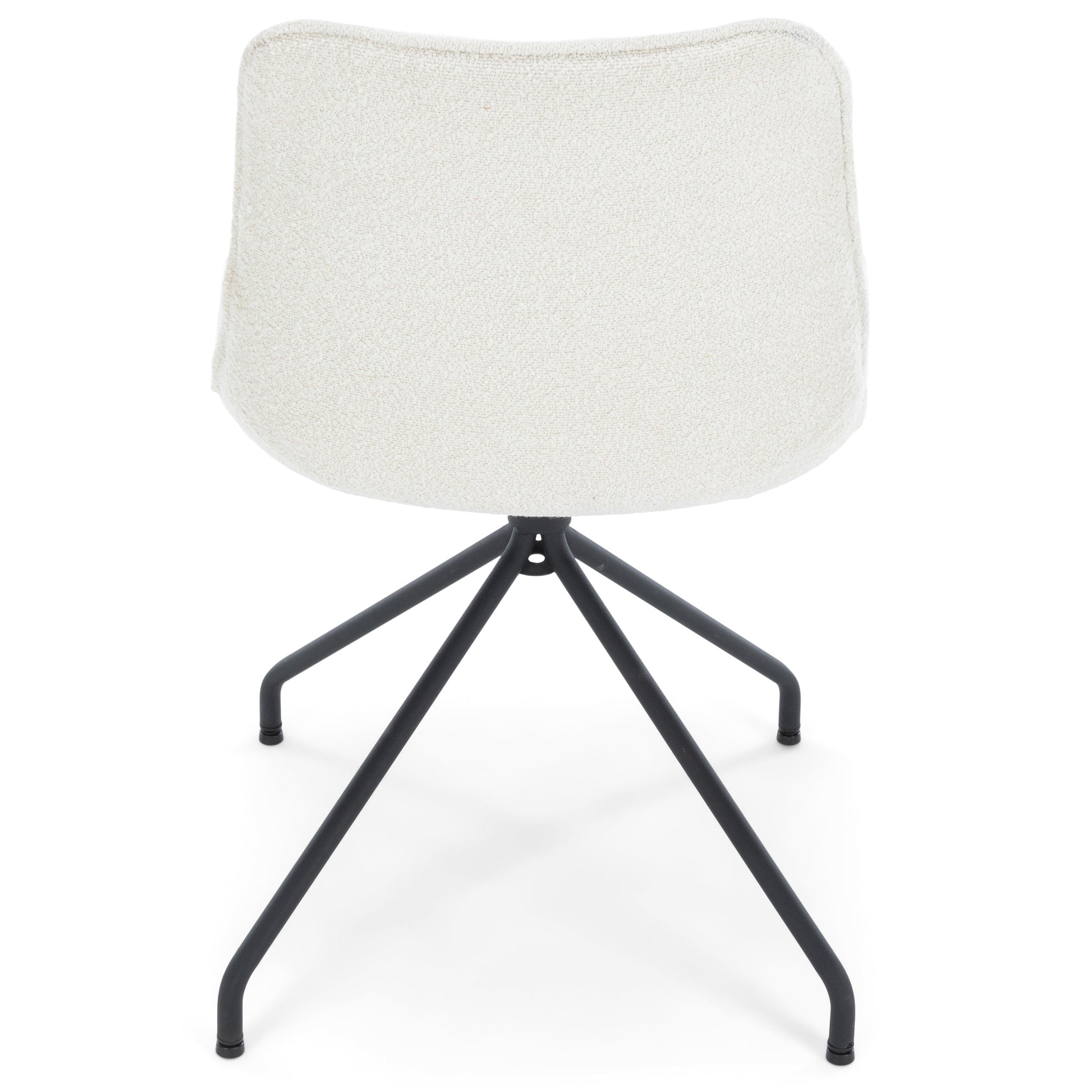Maja - Chaise de salle à manger en bouclette blanche avec rotation à 360 degrés
