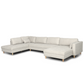 Brandy - Canapé d'angle droit beige avec méridienne L:366 x P:211 x H:80 cm