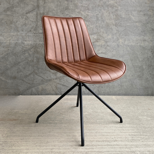 Lola - Chaise de salle à manger en similicuir brun avec fonction pivotante à 360 degrés