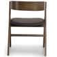 Chaise en bois Samantha en chêne fumé avec assise en PU noire