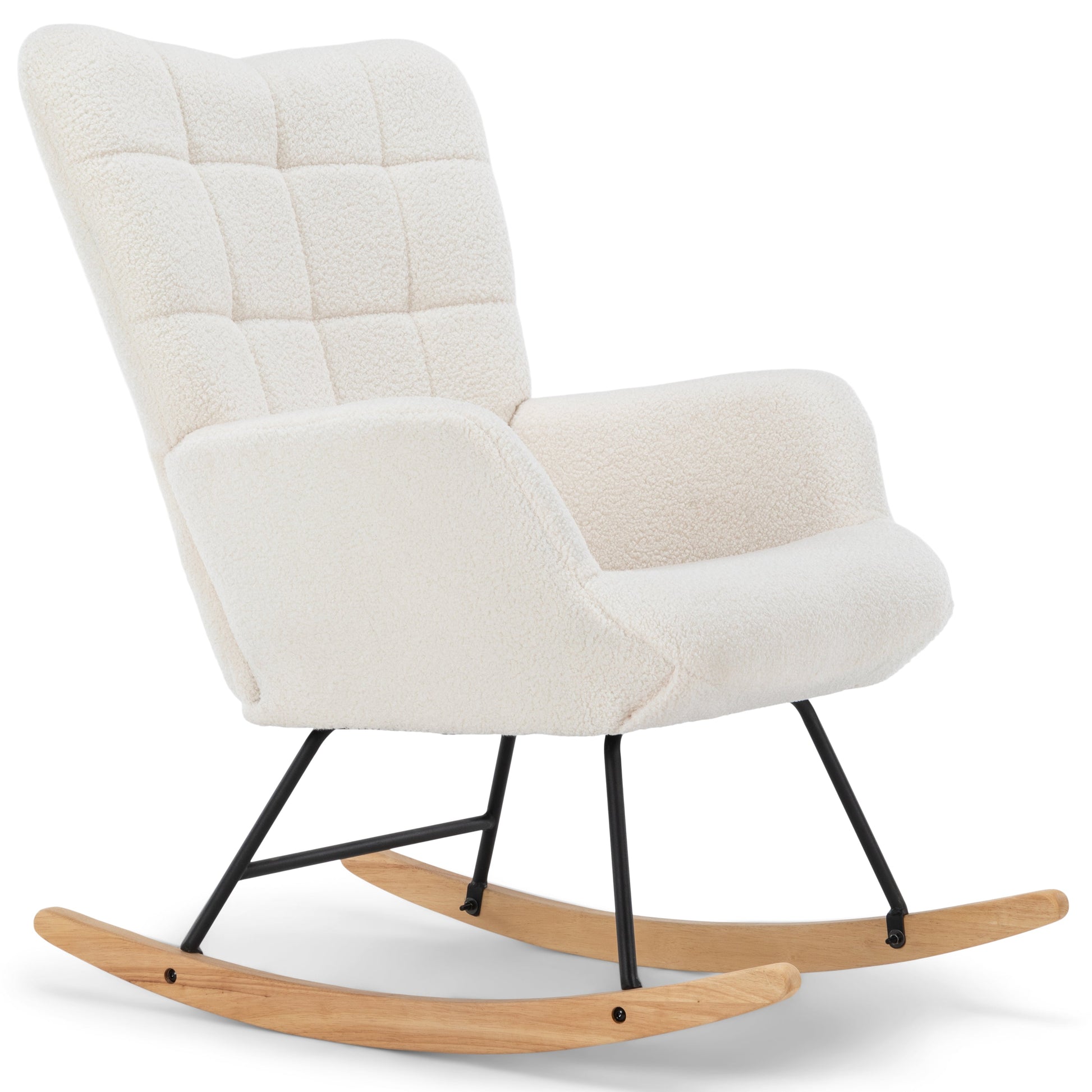 Alfred - Fauteuil à bascule avec accoudoirs - Peluche blanche