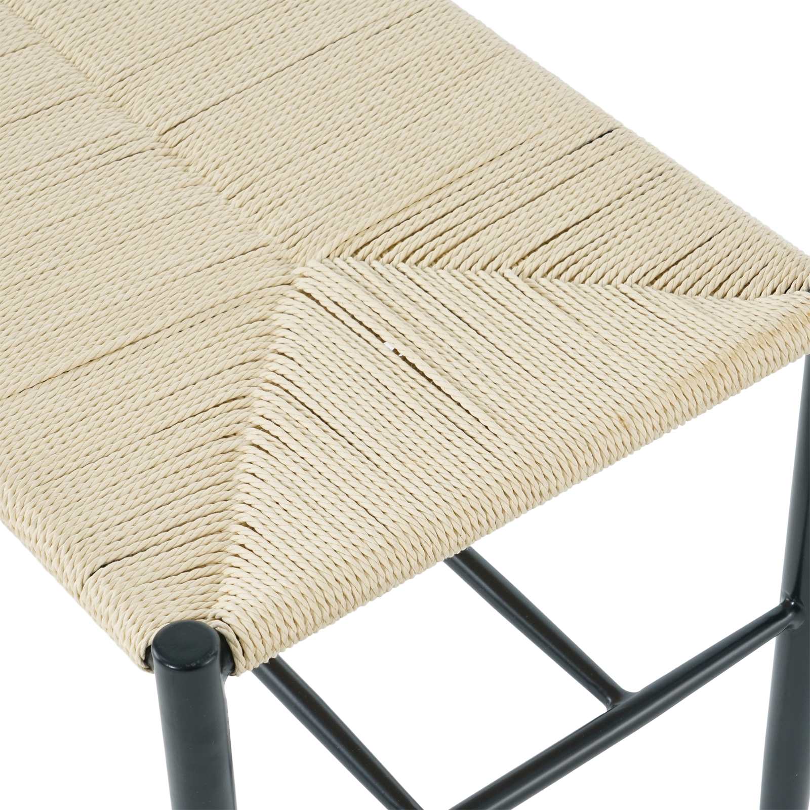 Bella - Banc noir avec assise tressée
