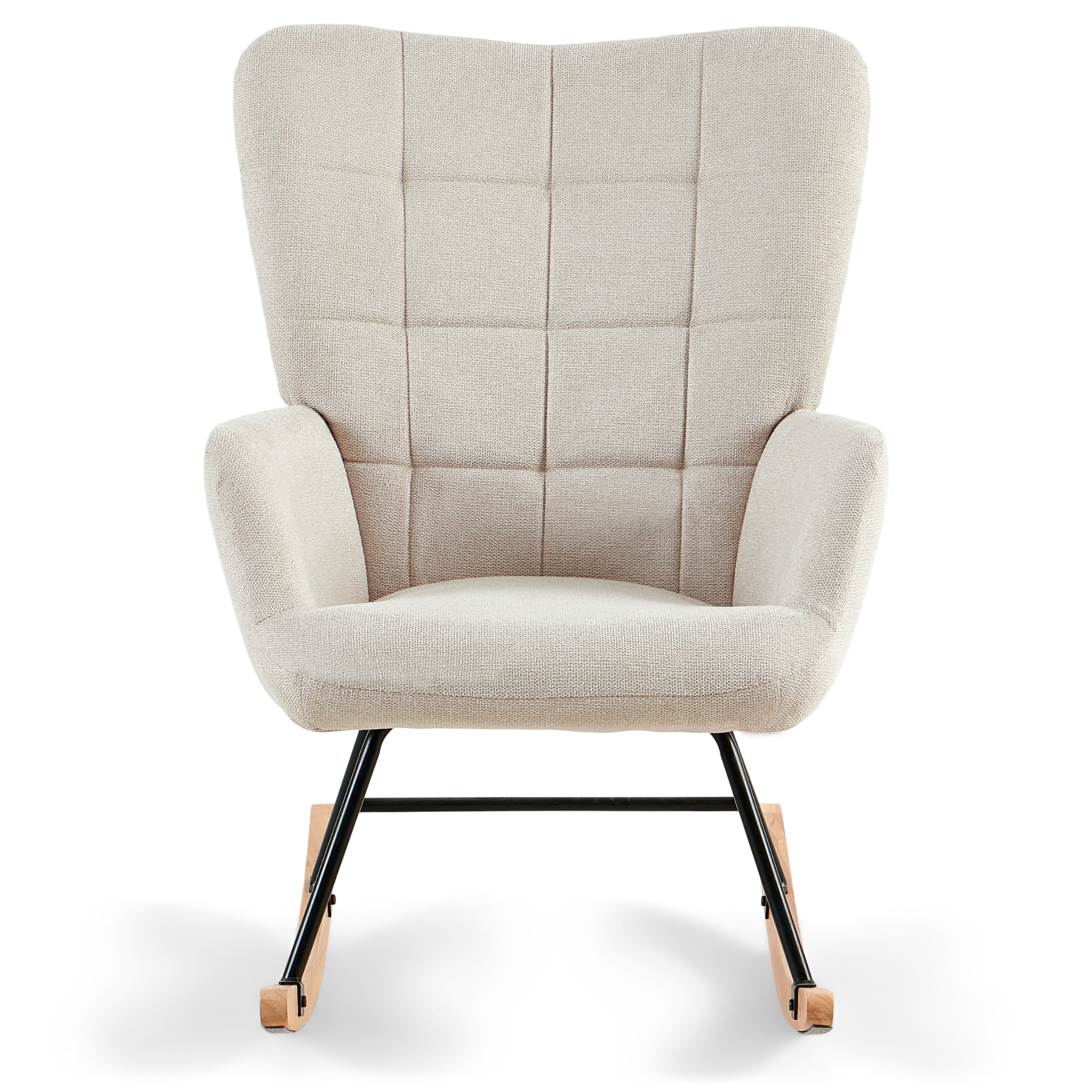 Fauteuil à bascule Allison avec accoudoirs - tissu beige