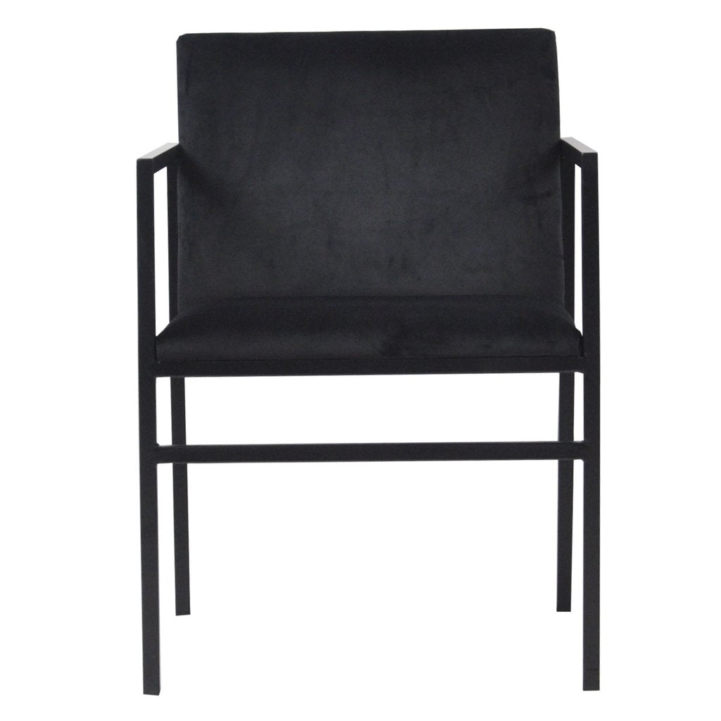 Allie - Chaise de salle à manger en velours noir avec accoudoirs