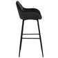 Mario - Tabouret de bar avec dossier en velours noir 65 cm