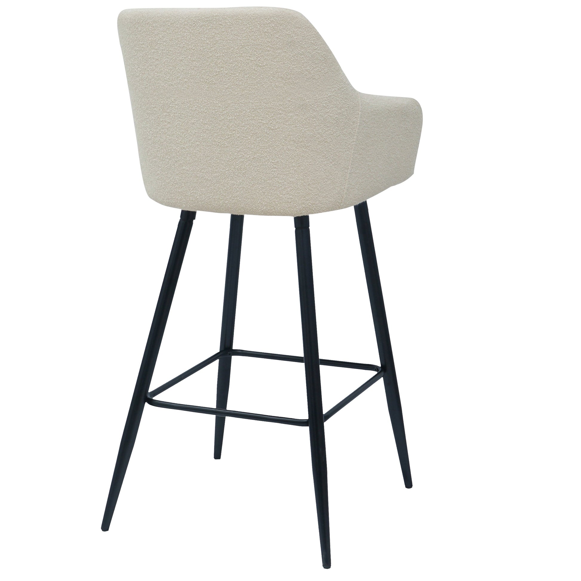 Carlo - Tabouret en bouclé blanc avec accoudoirs 65 cm