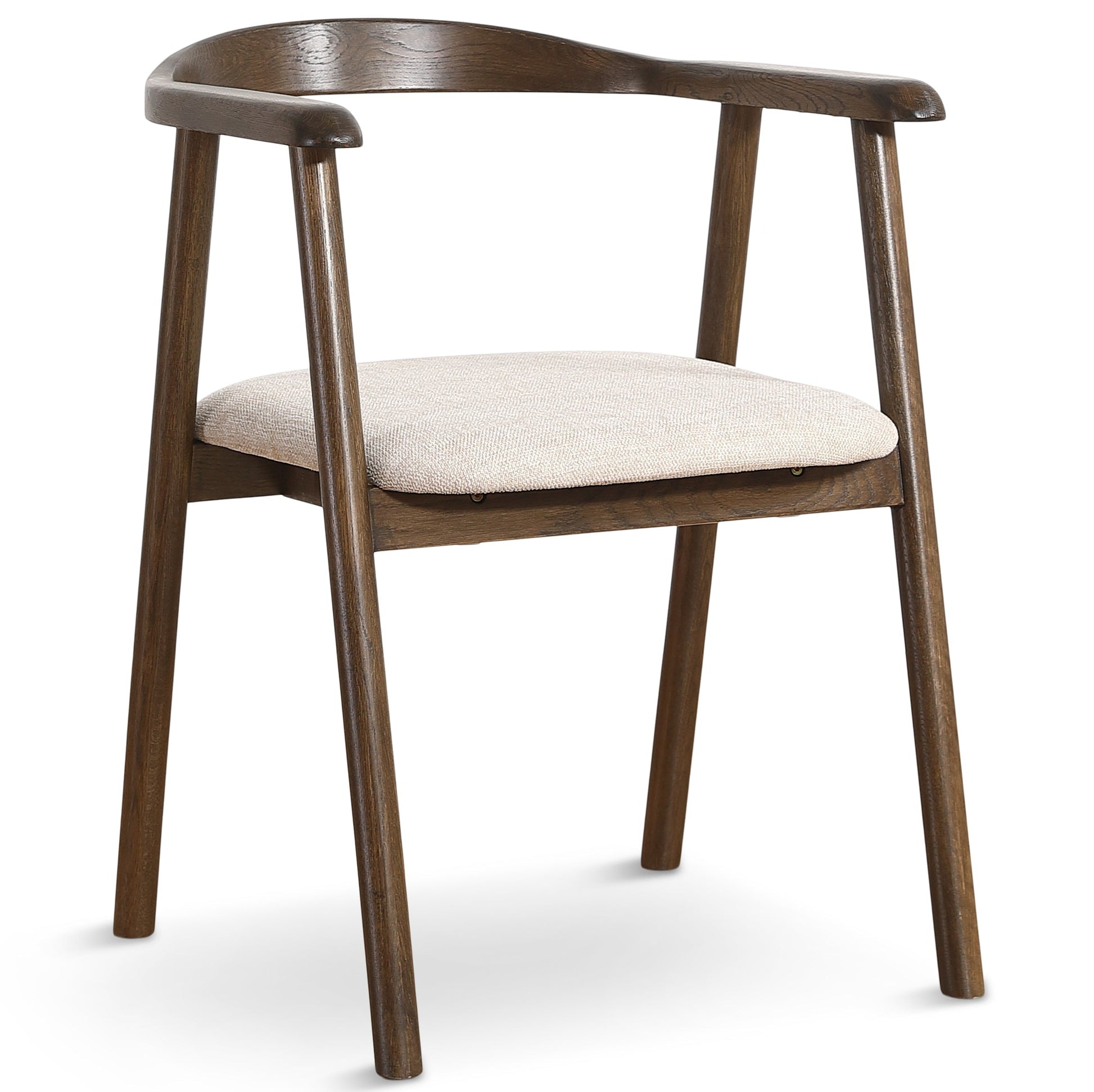 Jocelyn - Chaise de salle à manger en chêne fumé avec assise en tissu beige