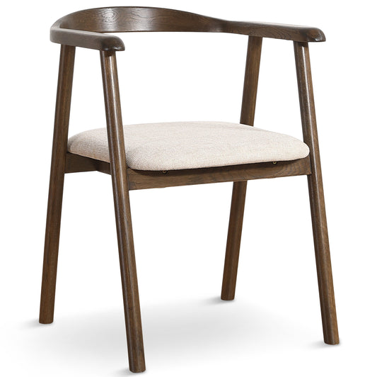 Jocelyn - Chaise de salle à manger en chêne fumé avec assise en tissu beige