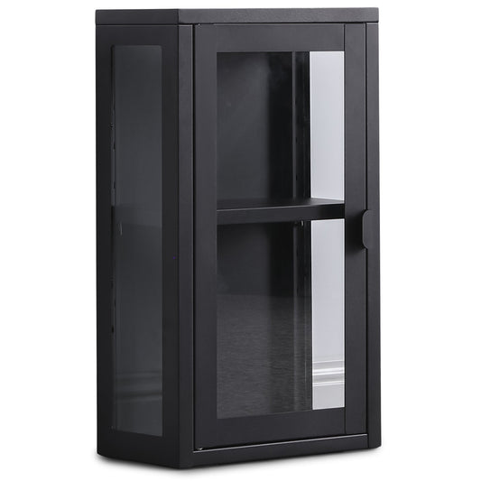 Herman - Vitrine murale avec 1 porte en verre - Métal noir 32,5 x 18 x 57 cm