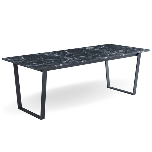 Karl - Table de salle à manger en imitation marbre 210 x 90 cm
