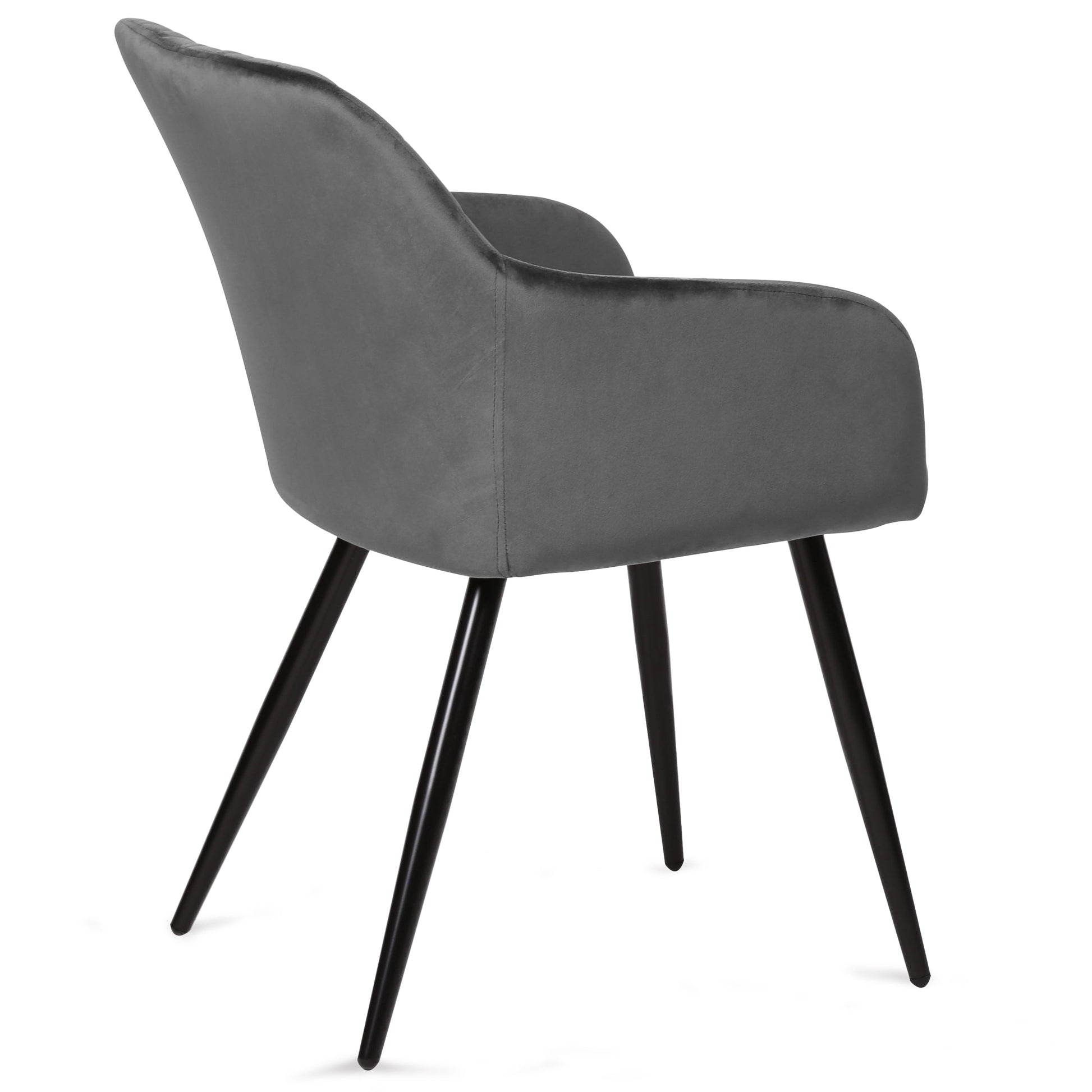 Carlo - Chaise de salle à manger en velours gris avec accoudoirs