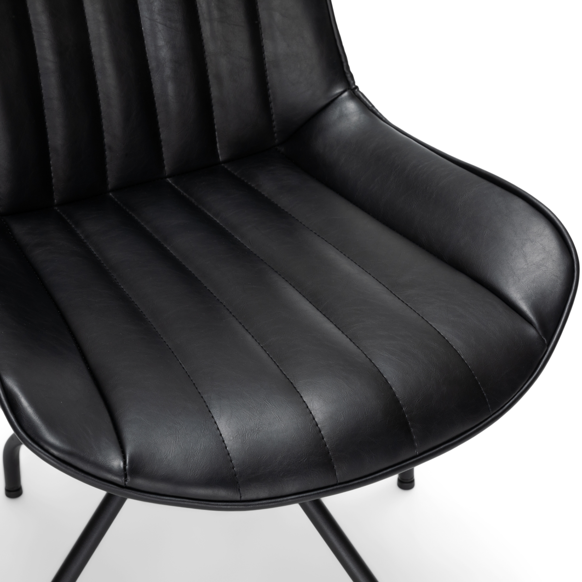 Lola - Chaise de salle à manger en cuir artificiel noir avec fonction pivotante à 360 degrés