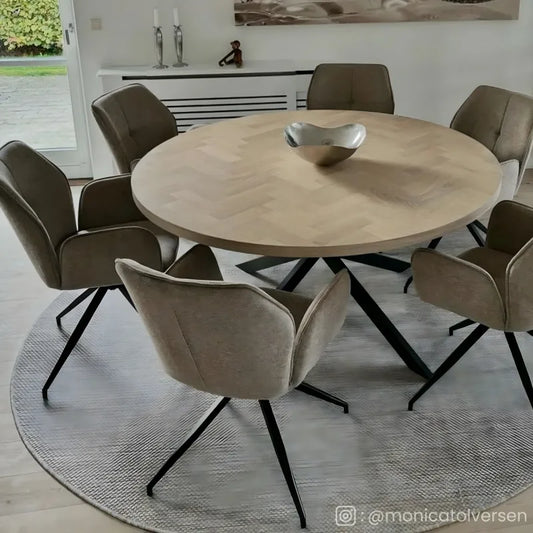 Carina - Chaise de salle à manger en tissu sable avec rotation à 360 degrés